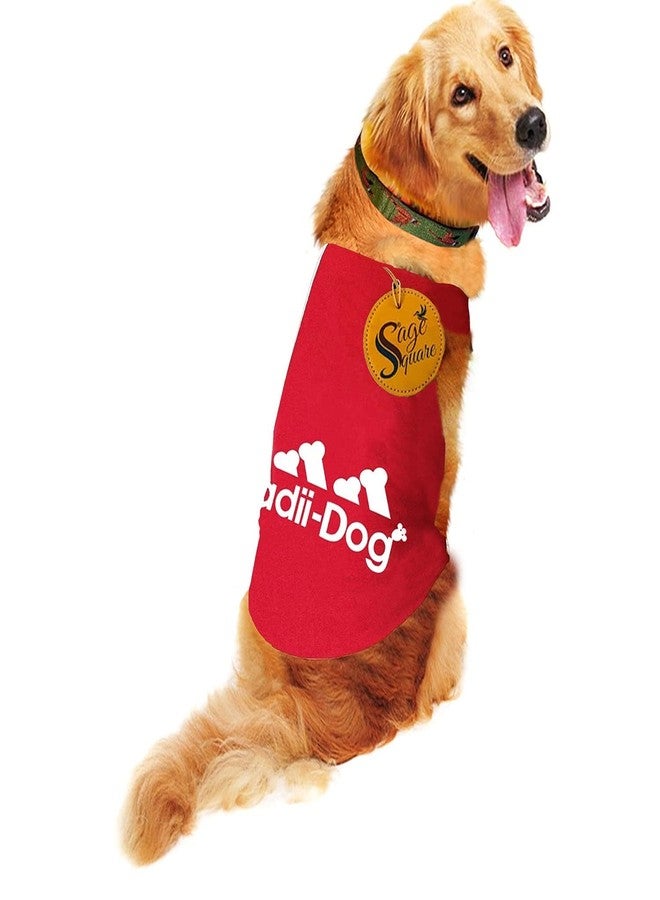 Sage Square Comfort Cotton Dog T-Shirt, Sleeveless Vest for Dog & Puppy Top Fashion Apparel, Stylish T-Shirt, Soft & Breathable (Red) (Large - 20inch) - Image 1